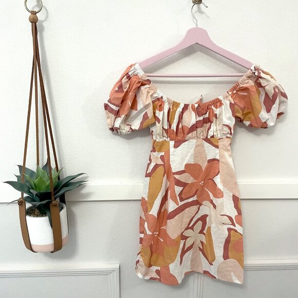 Sabo Skirt Enga Dress Orange Pink Floral Short Sleeve Size XS - Picture 6 of 6
